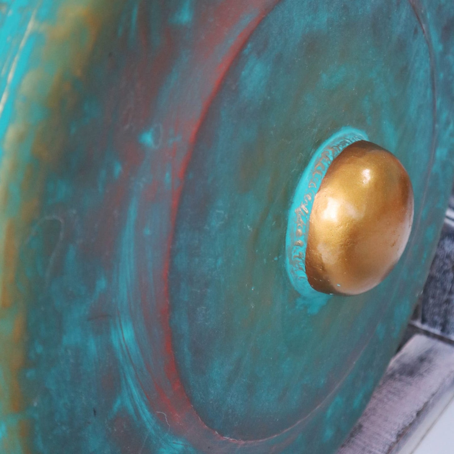 Greenwash Healing Gong with Antique Stand – Small (35cm) | Handmade, Resonant & Spiritual Décor