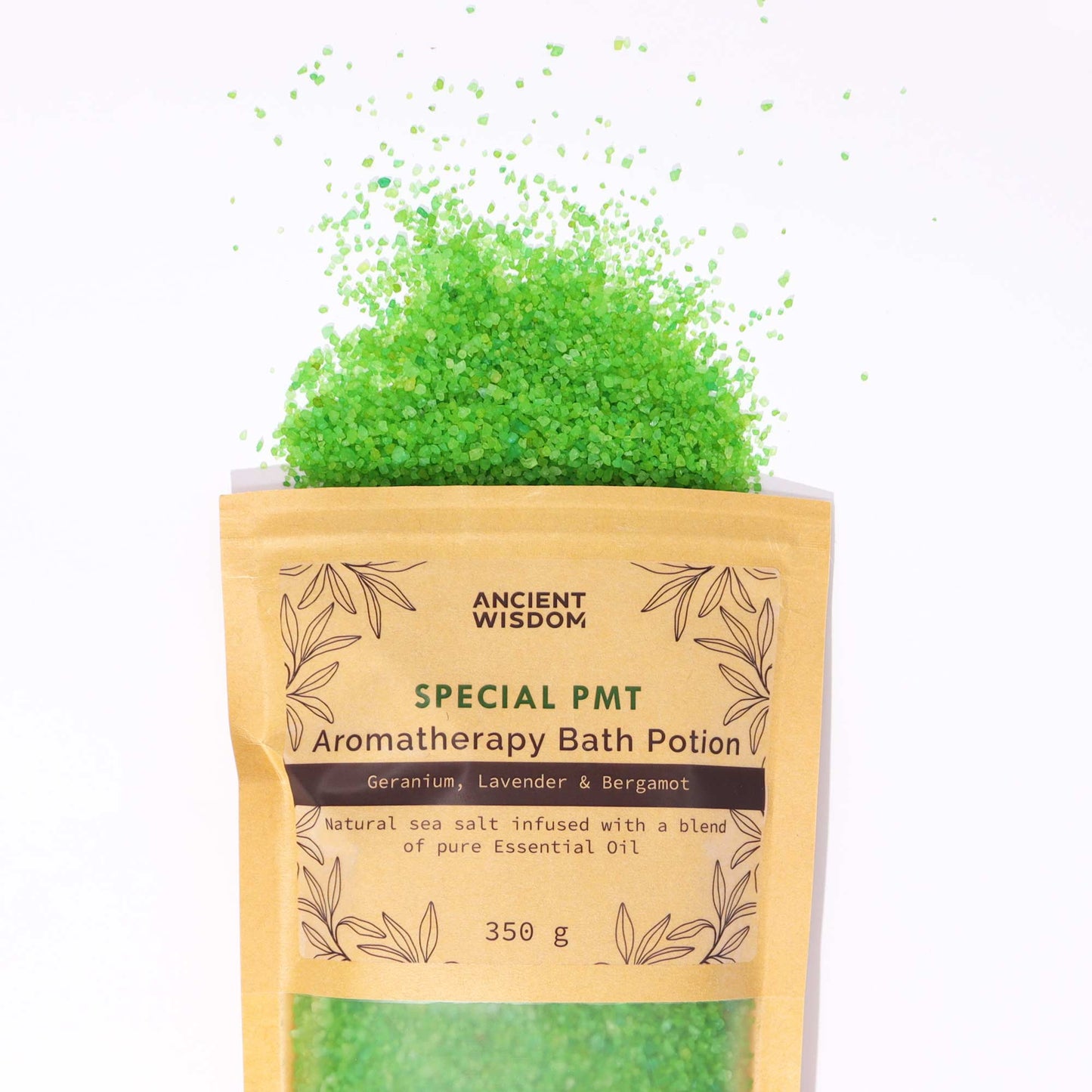 Special PMT Aromatherapy Bath Potion – 350g | Geranium, Lavender & Bergamot Essential Oils in Natural Sea Salt