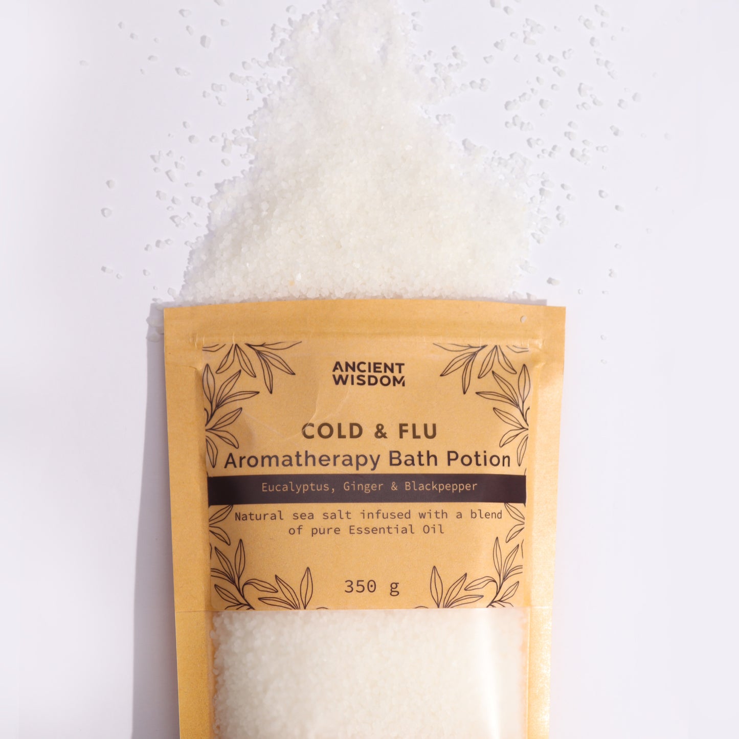 Cold & Flu Aromatherapy Bath Potion – 350g | Eucalyptus, Ginger & Black Pepper Essential Oils with Natural Sea Salt
