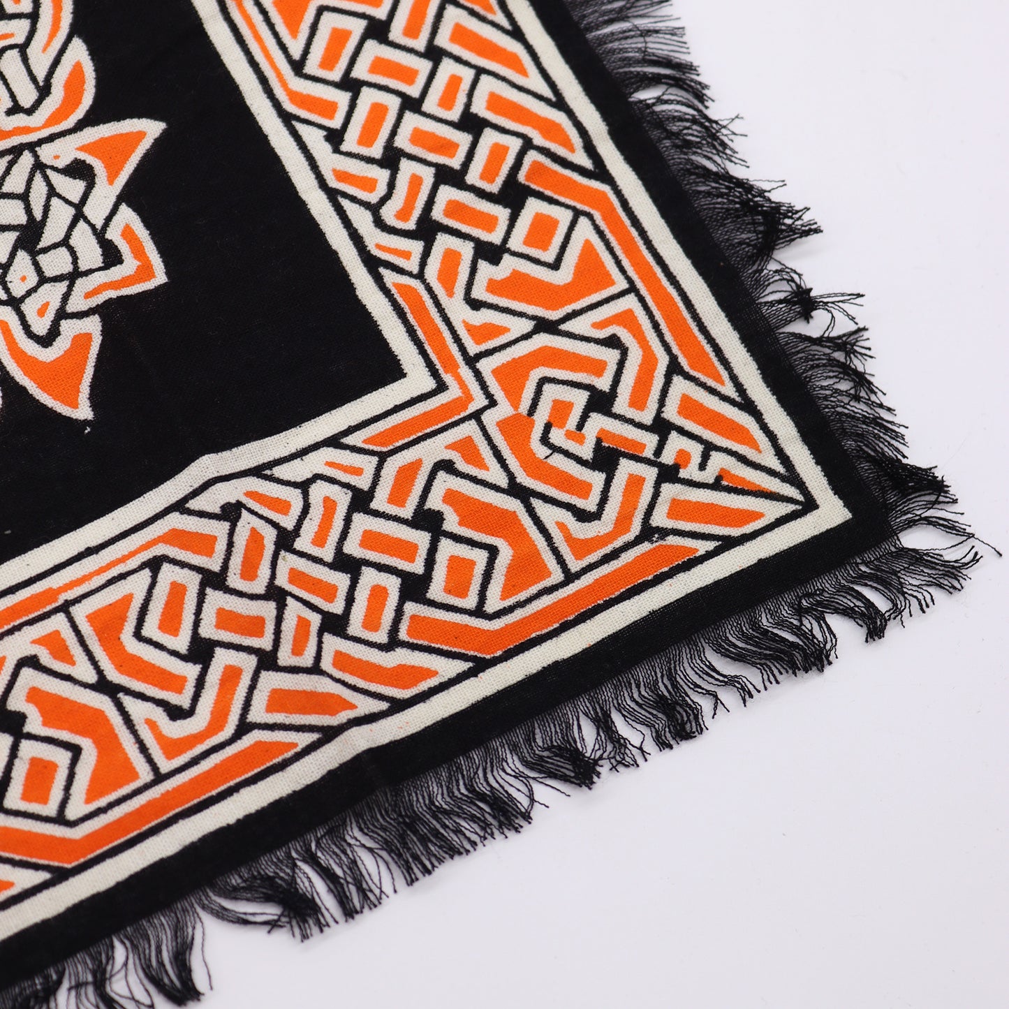 Fringed Black Altar Cloth – Earth Mother Design | Cotton Cloth for Ritual & Altar Use