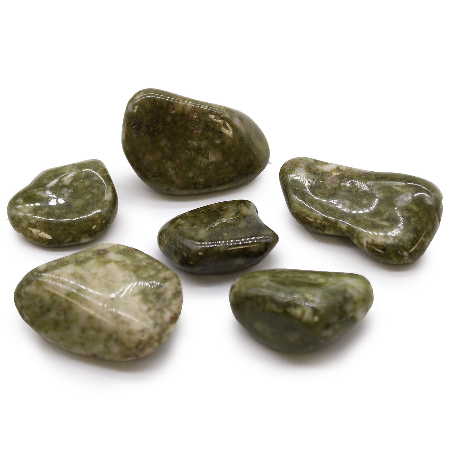 Snowflake Epidote African Tumble Stones – Large | 6-Pack