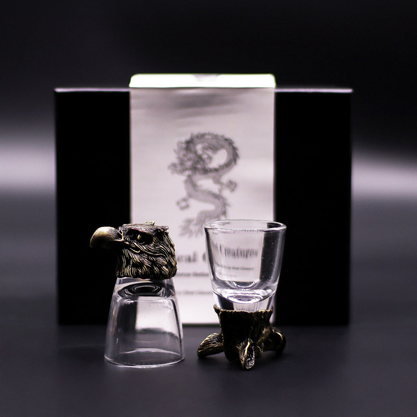Wild Forest Creatures Bottom Up Shot Glasses – 50ml x Set of 6 | Antique Bronze