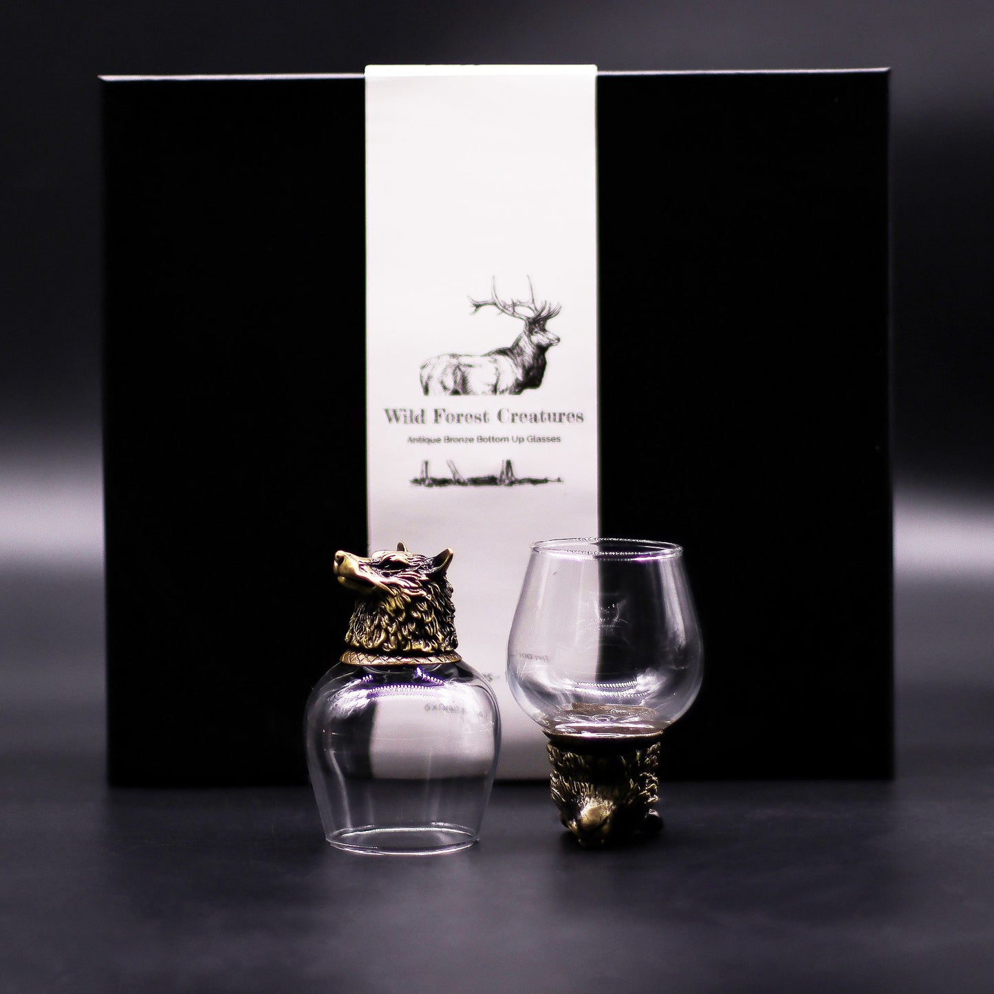 Wild Forest Creatures Bottom Up Glasses – 100ml x Set of 6 | Antique Bronze