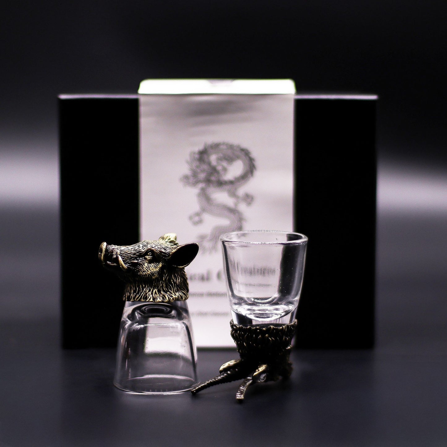 Wild Forest Creatures Bottom Up Shot Glasses – 50ml x Set of 6 | Antique Bronze