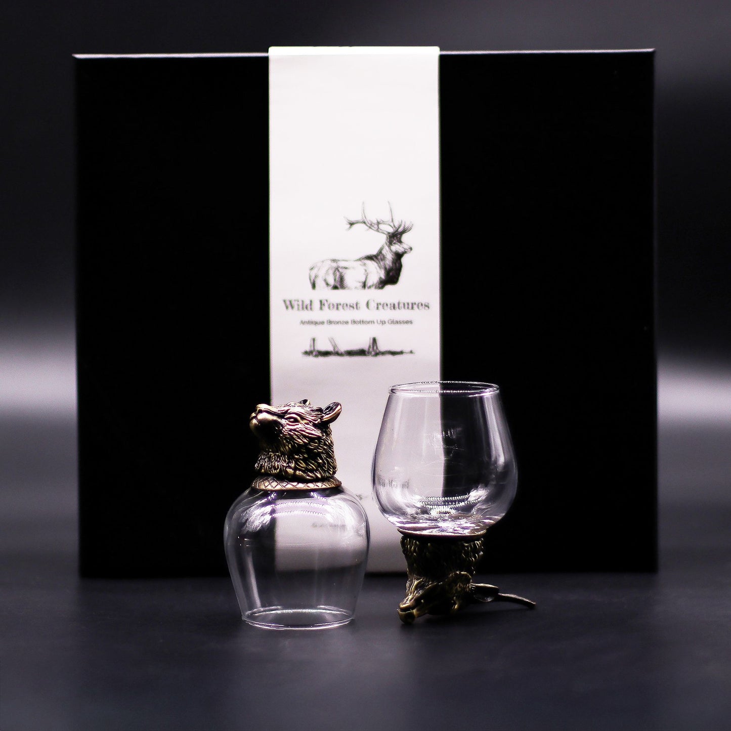 Wild Forest Creatures Bottom Up Glasses – 100ml x Set of 6 | Antique Bronze