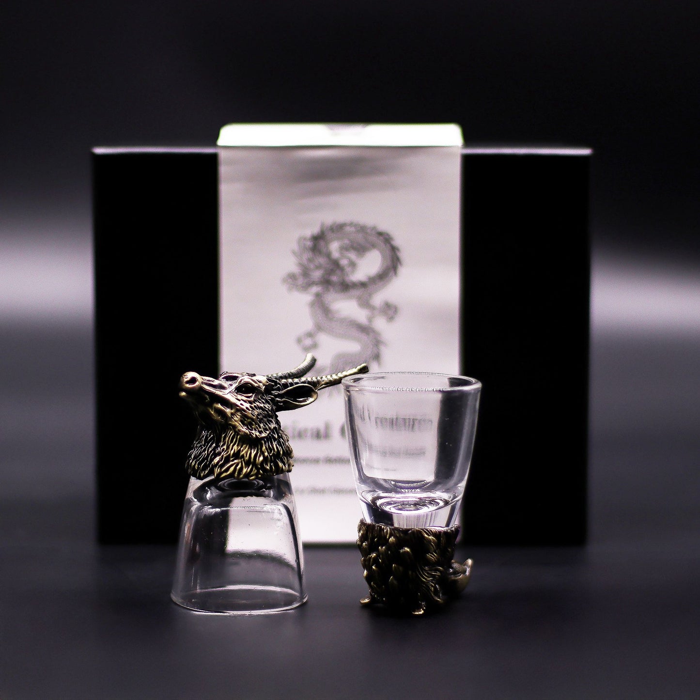 Wild Forest Creatures Bottom Up Shot Glasses – 50ml x Set of 6 | Antique Bronze