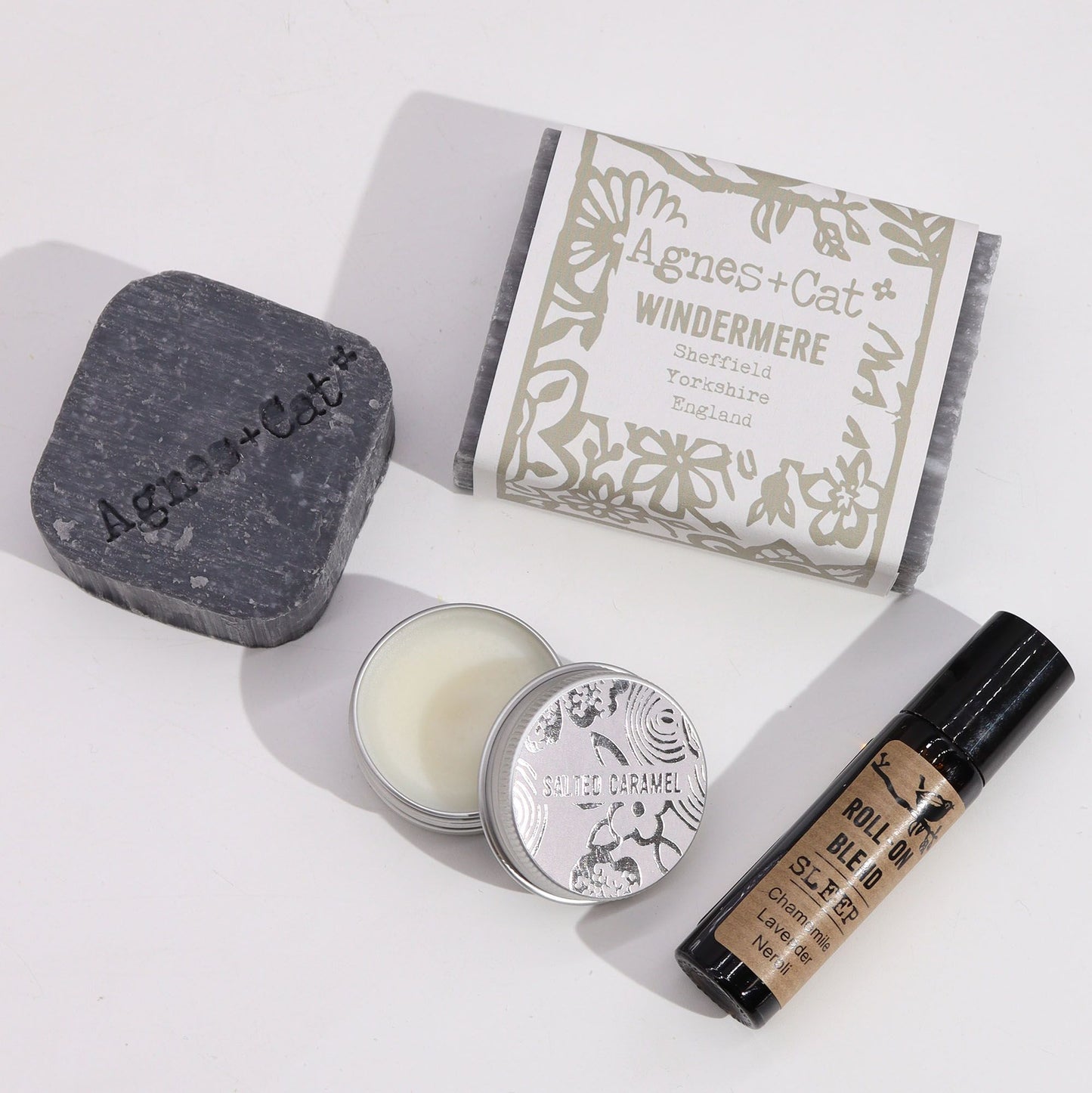 Agnes & Cat Wellness Gift Set – Lake Breeze | Shampoo Bar, Soap, Lip Balm & Roll-on