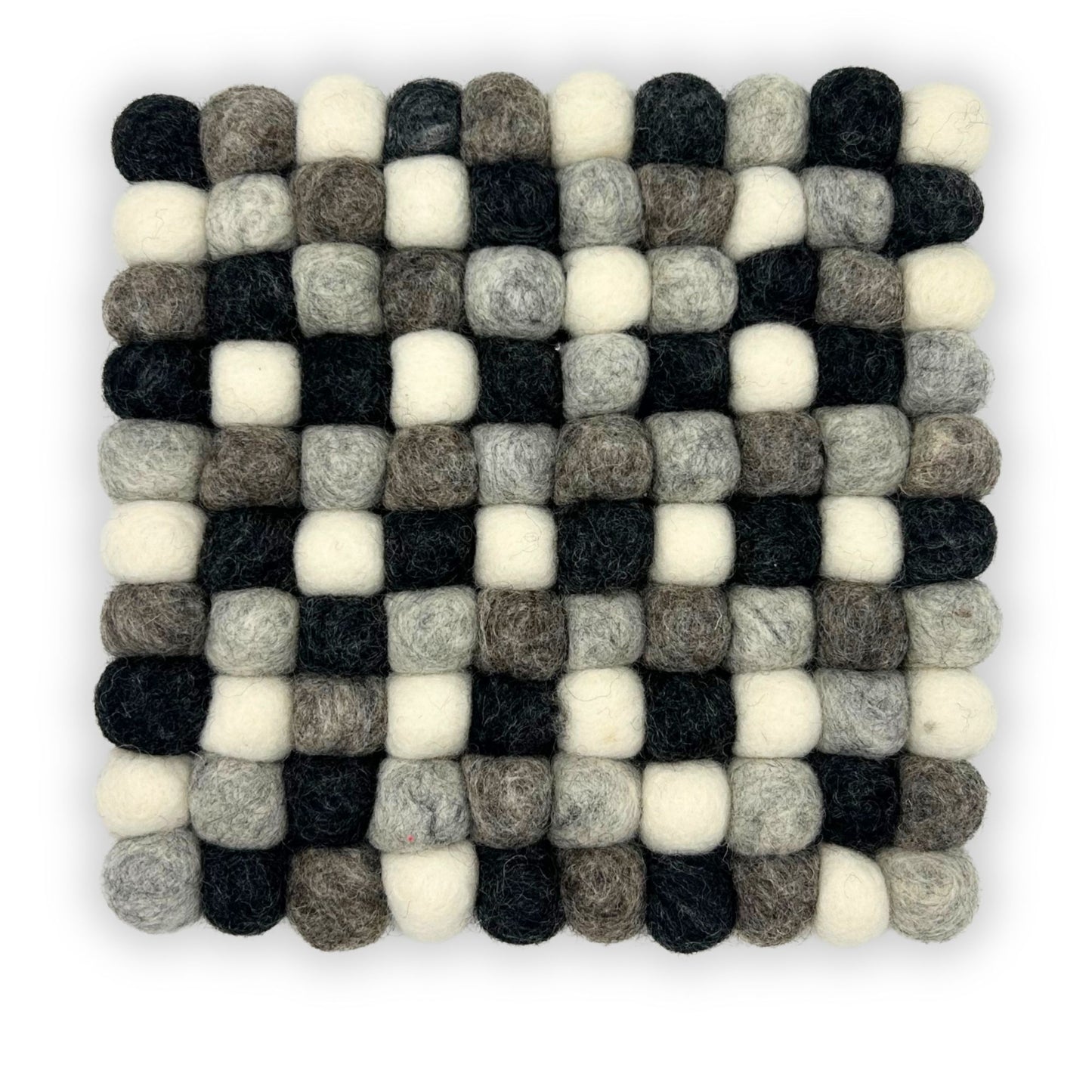 Felt Ball Multi-Grey Placemat – Square | Handmade in Nepal