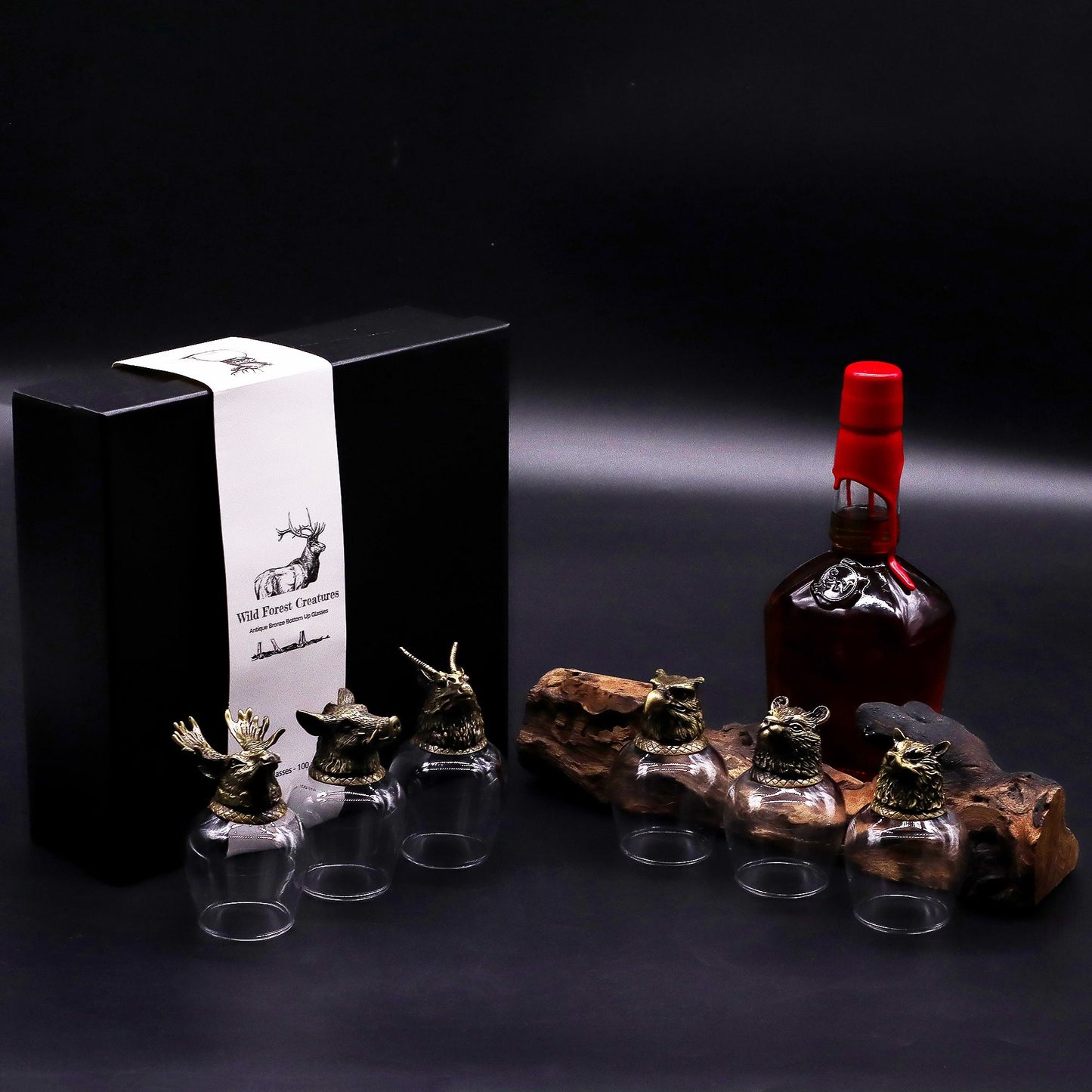 Wild Forest Creatures Bottom Up Glasses – 100ml x Set of 6 | Antique Bronze