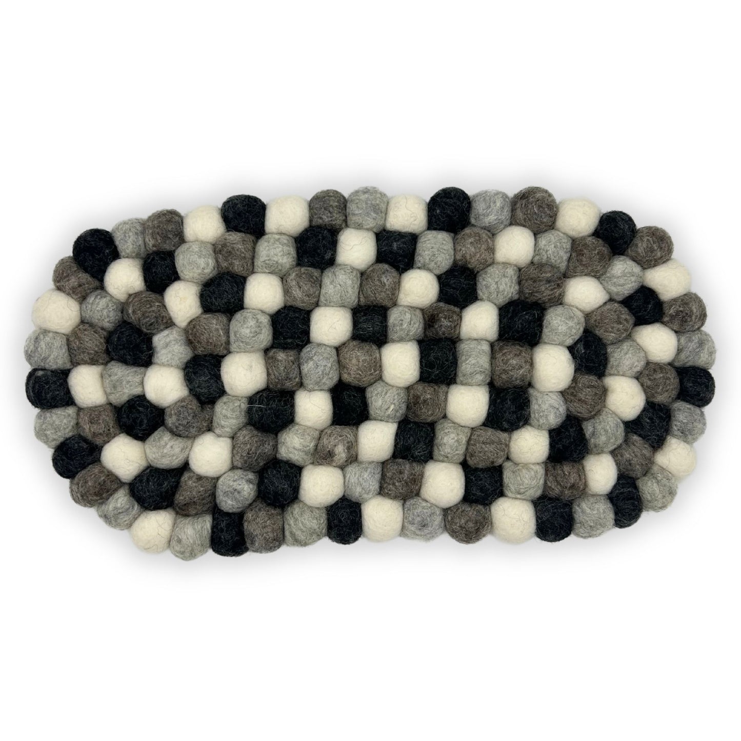 Felt Ball Multi-Grey Placemat – Oval | Handmade in Nepal