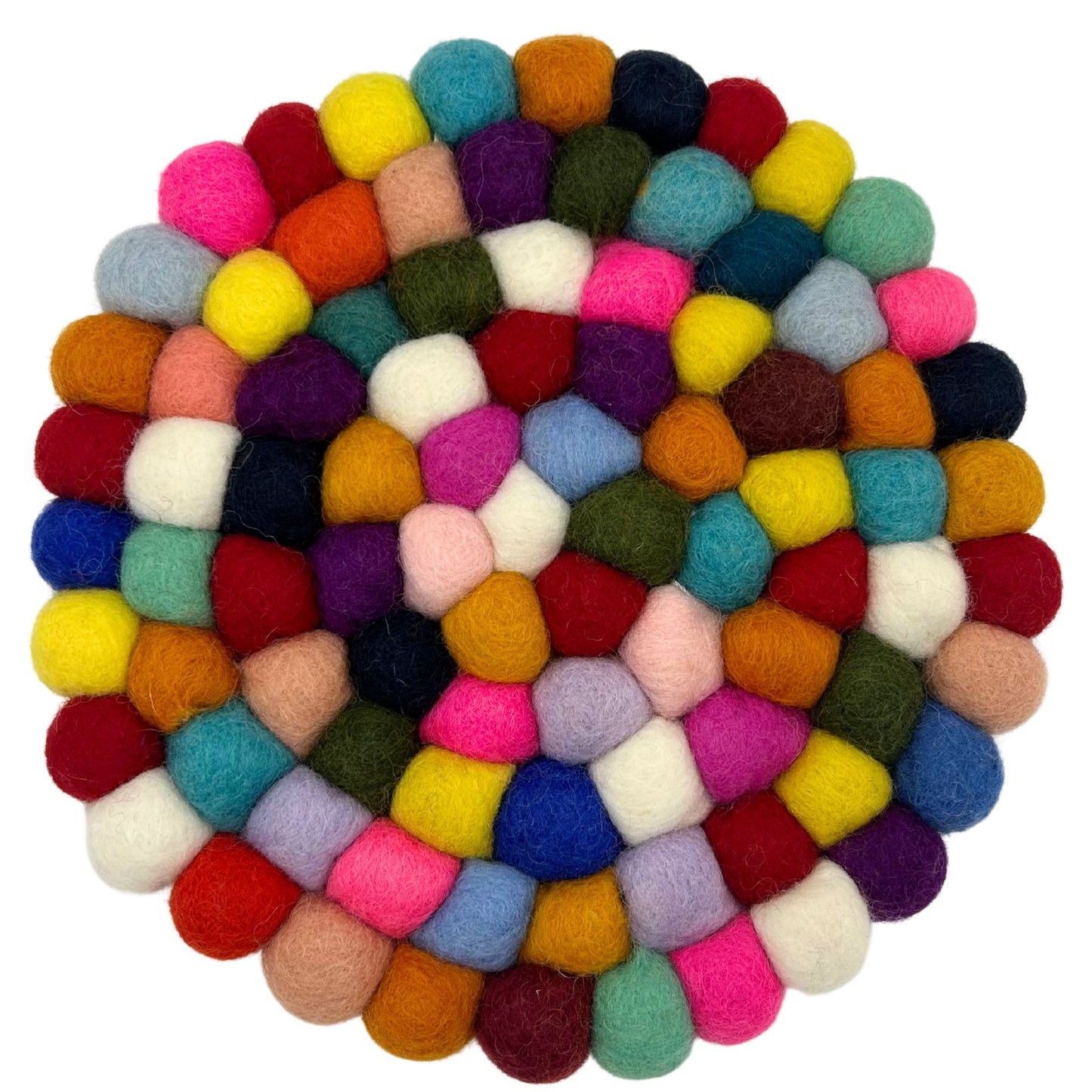 Felt Ball Multicolour Placemat – Round | Handmade in Nepal