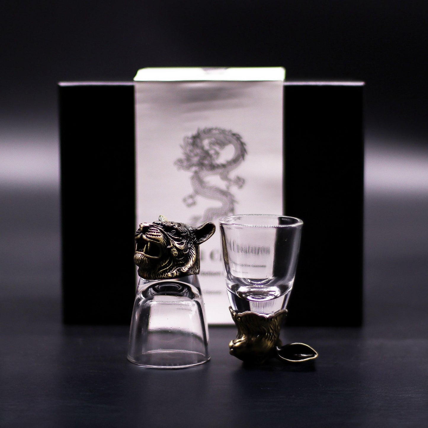 Mystical Creatures Bottom Up Shot Glasses – 50ml x Set of 6 | Antique Bronze