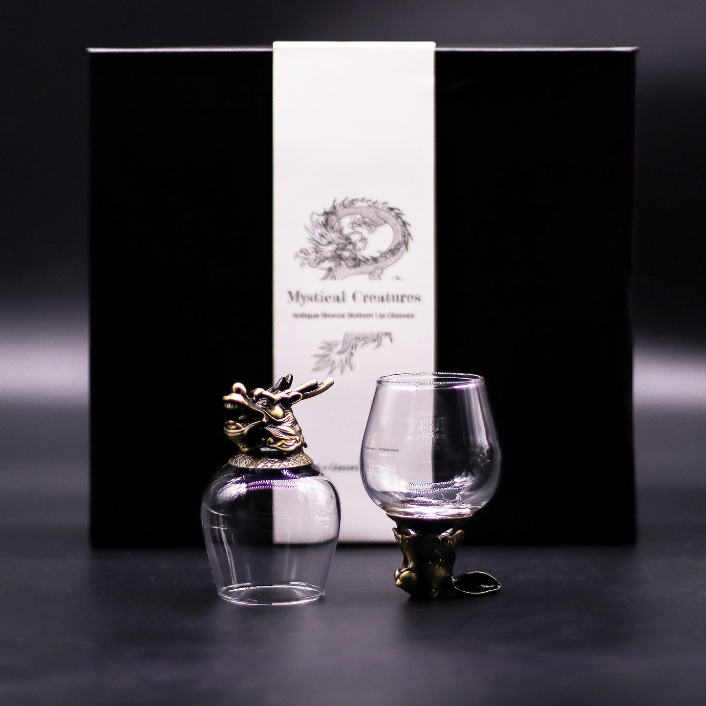 Mystical Creatures Bottom Up Glasses – 100ml x Set of 6 | Antique Bronze