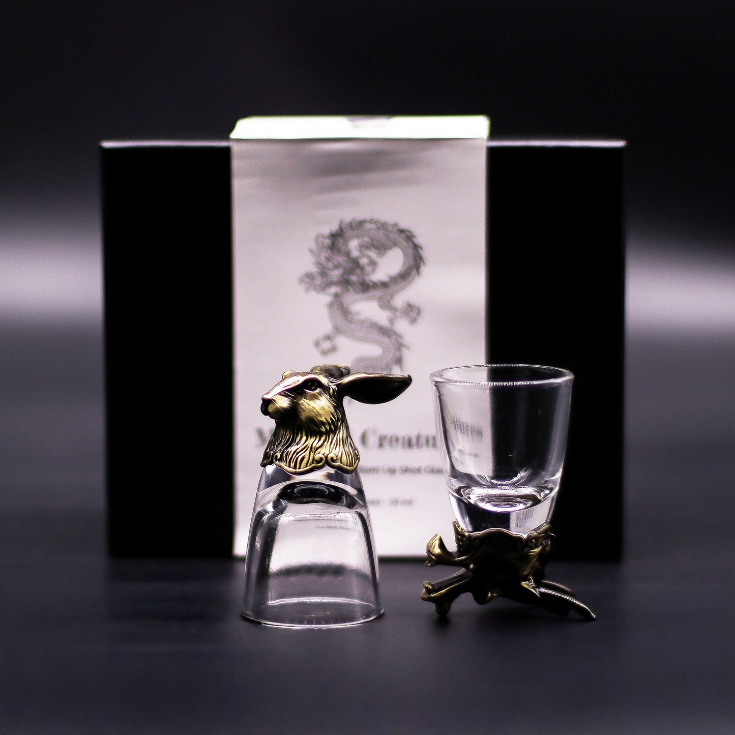 Mystical Creatures Bottom Up Shot Glasses – 50ml x Set of 6 | Antique Bronze