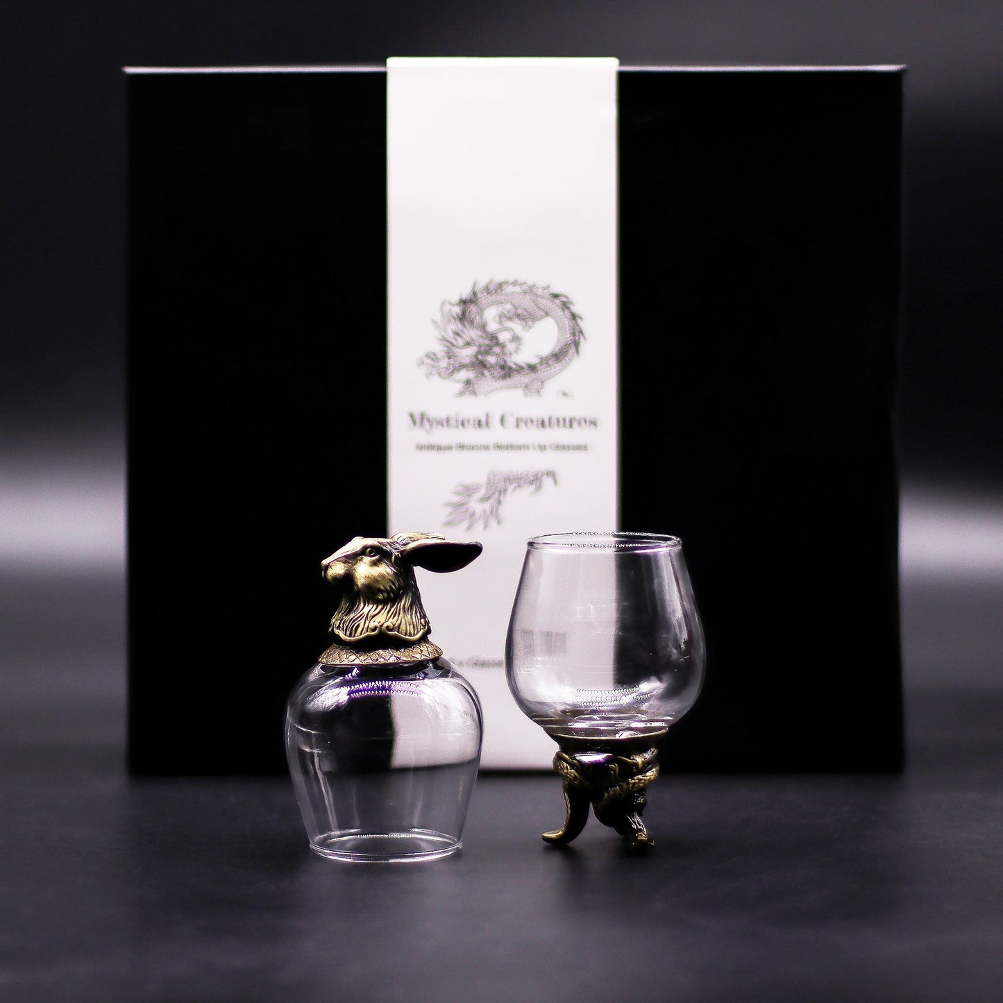 Mystical Creatures Bottom Up Glasses – 100ml x Set of 6 | Antique Bronze