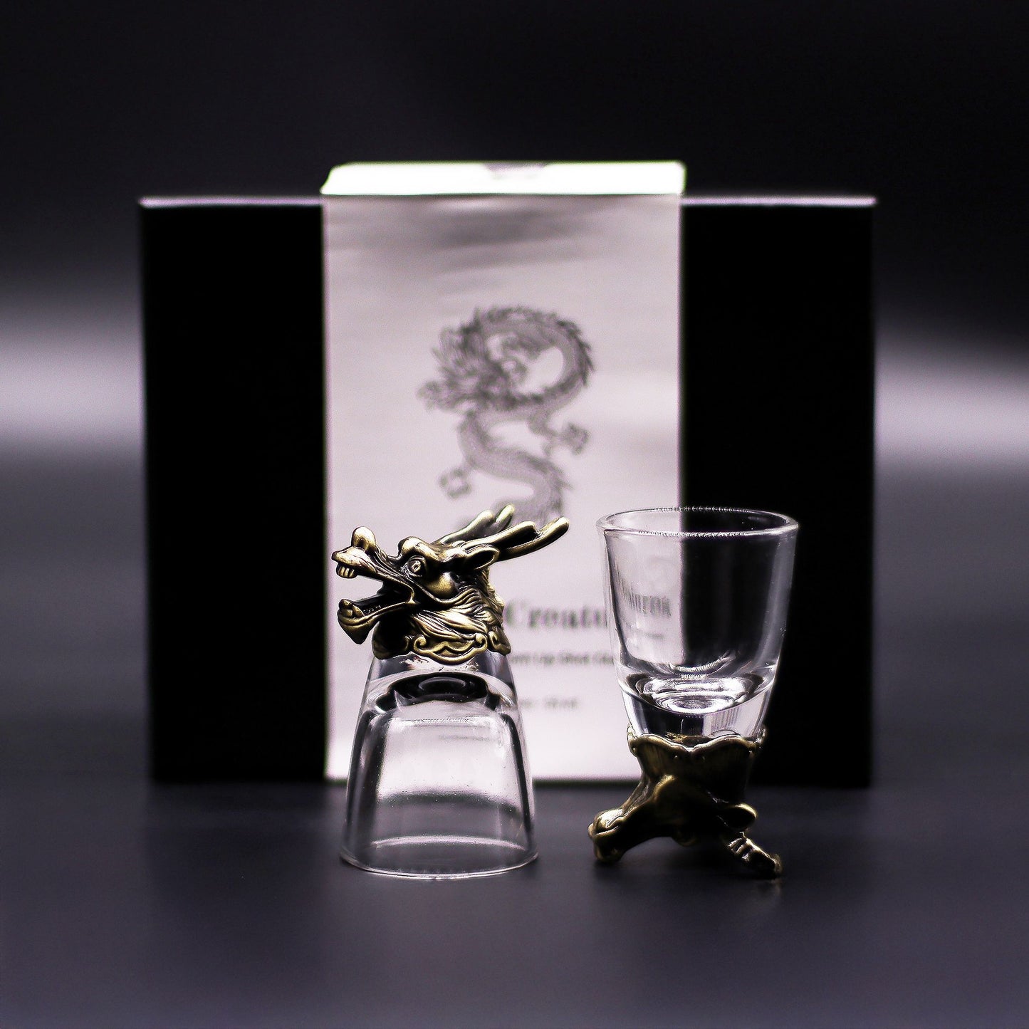 Mystical Creatures Bottom Up Shot Glasses – 50ml x Set of 6 | Antique Bronze