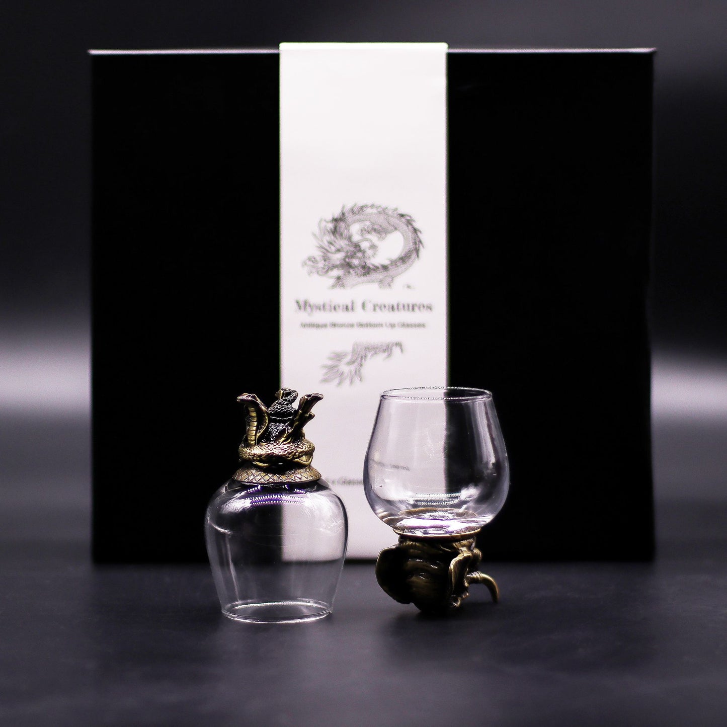 Mystical Creatures Bottom Up Glasses – 100ml x Set of 6 | Antique Bronze