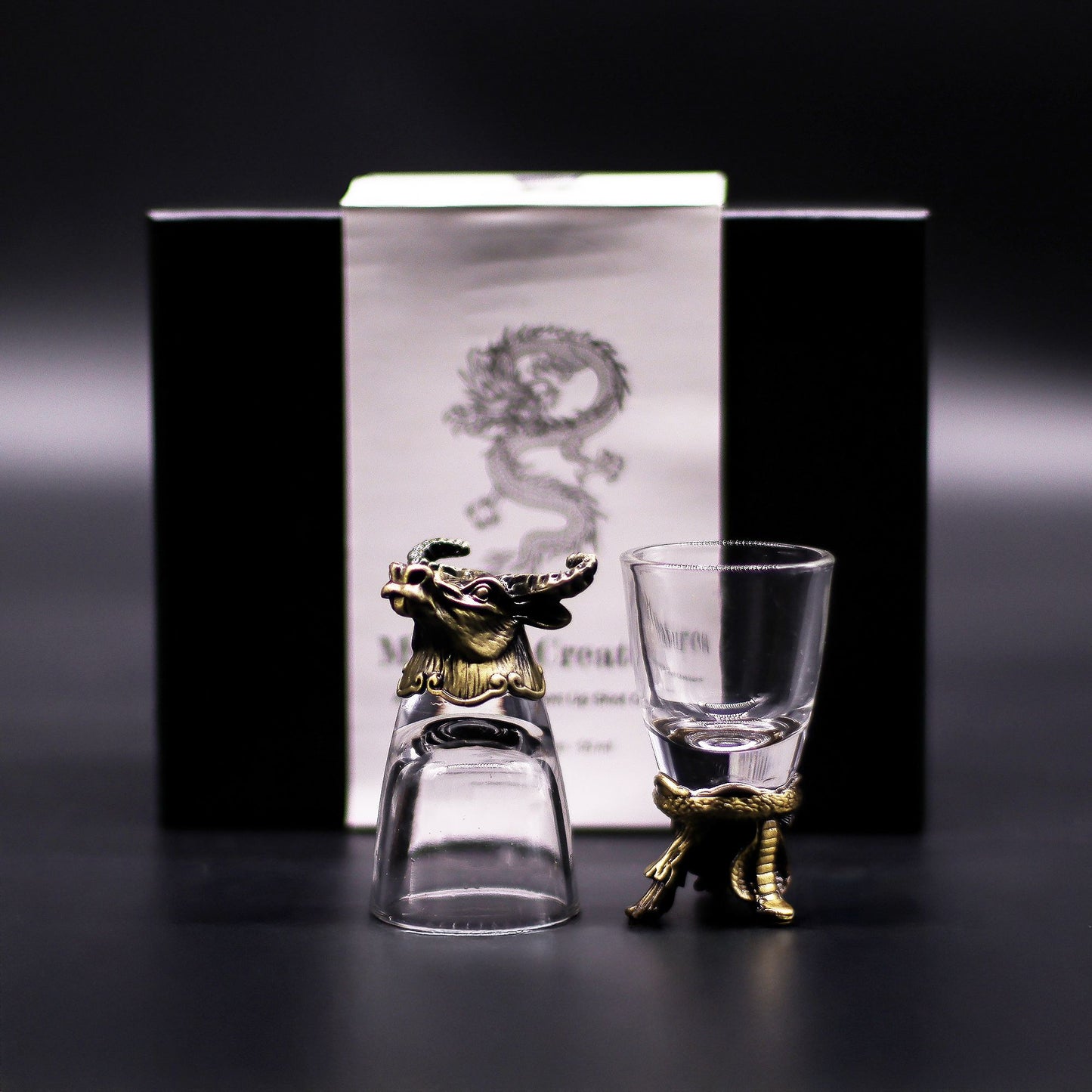 Mystical Creatures Bottom Up Shot Glasses – 50ml x Set of 6 | Antique Bronze