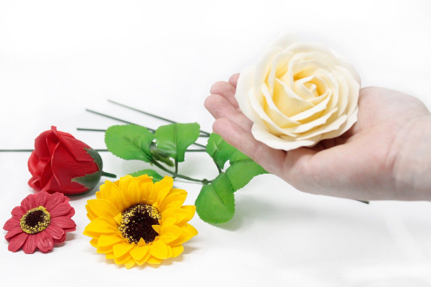 Craft Soap Flowers – Medium White Roses | Pack of 10