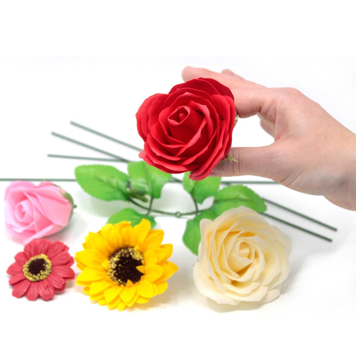 Craft Soap Flowers – Medium Sunset Orange Roses | Pack of 10