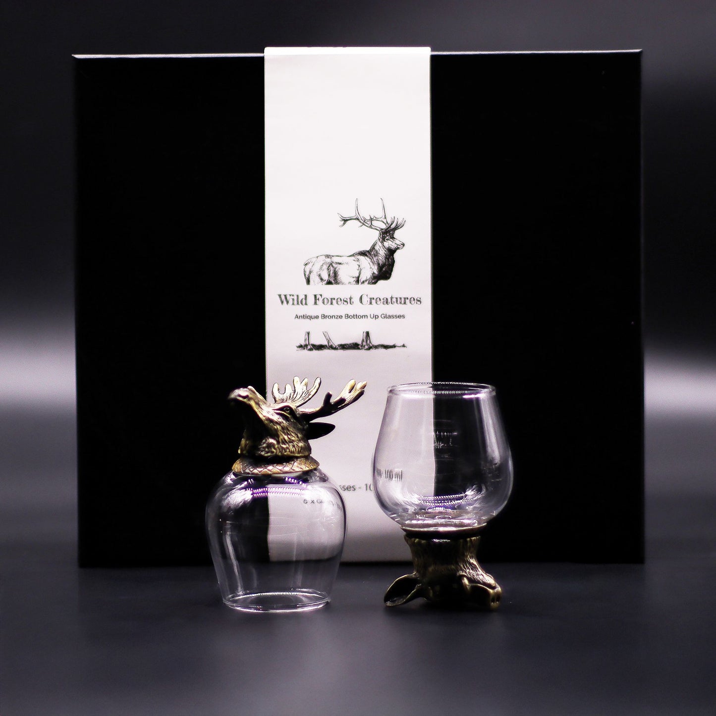 Wild Forest Creatures Bottom Up Glasses – 100ml x Set of 6 | Antique Bronze