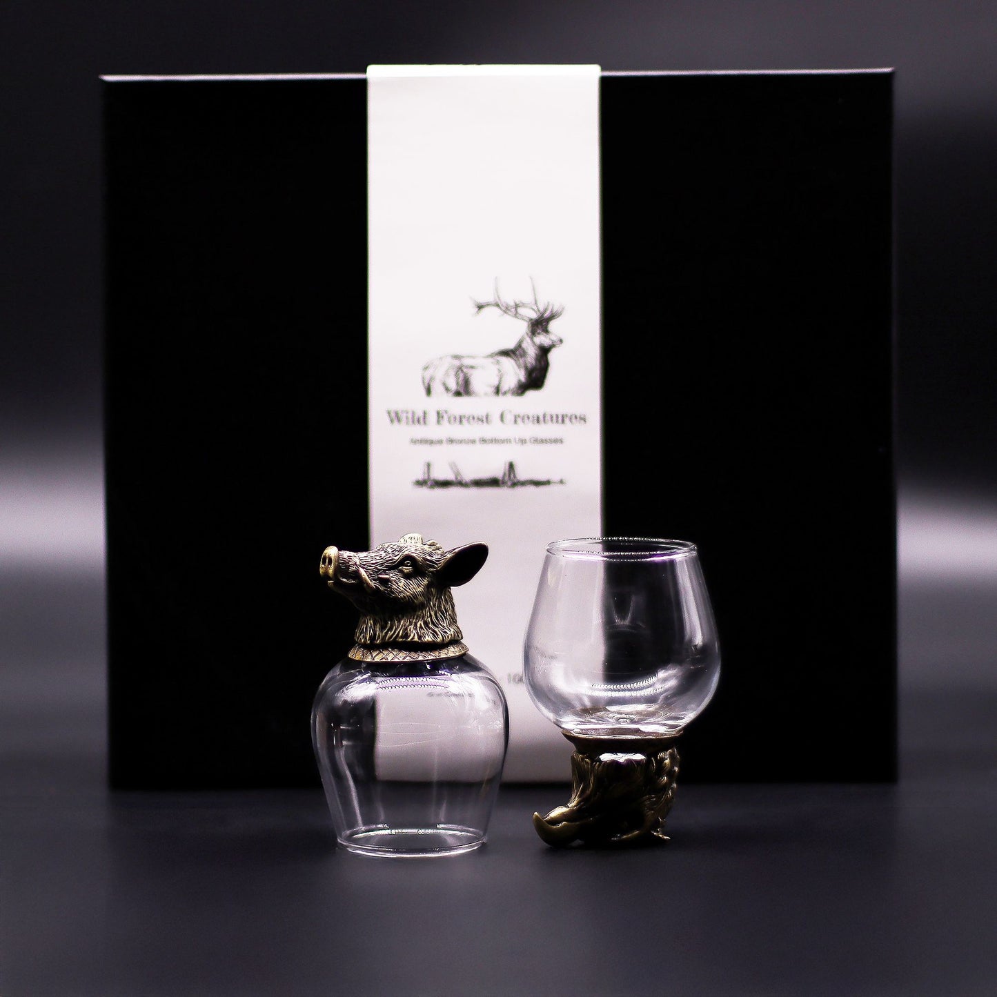 Wild Forest Creatures Bottom Up Glasses – 100ml x Set of 6 | Antique Bronze