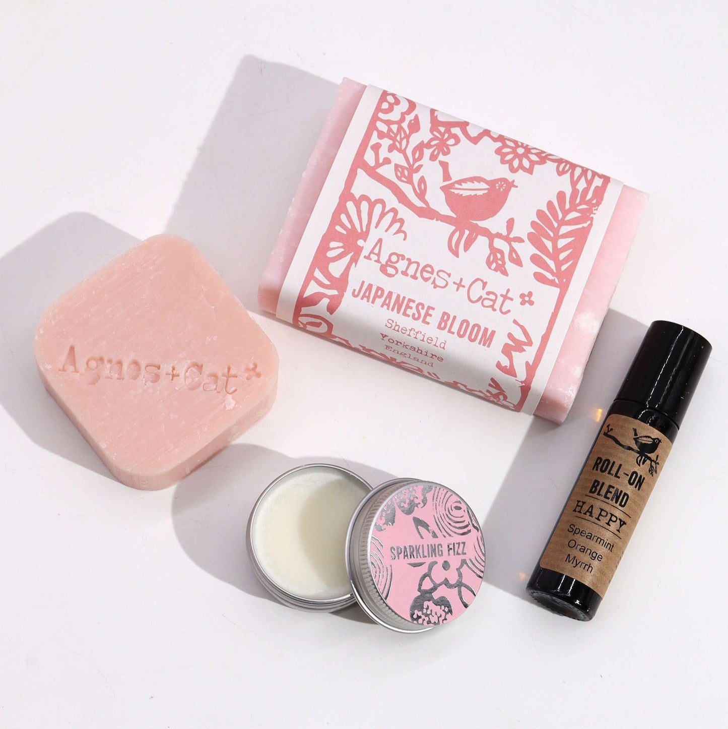 Agnes & Cat Wellness Gift Set – Bloom & Bliss | Shampoo Bar, Soap, Lip Balm & Roll-on