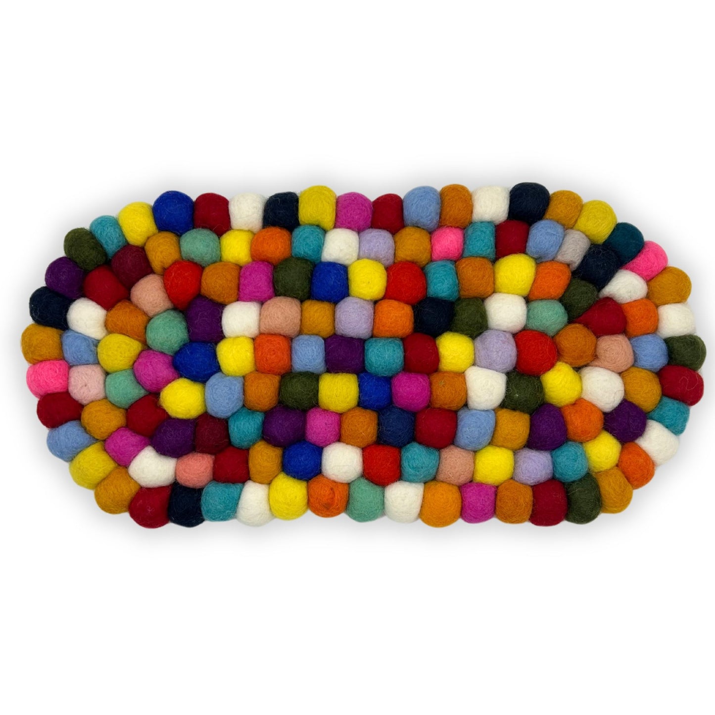 Felt Ball Multicolour Placemat – Oval | Handmade in Nepal