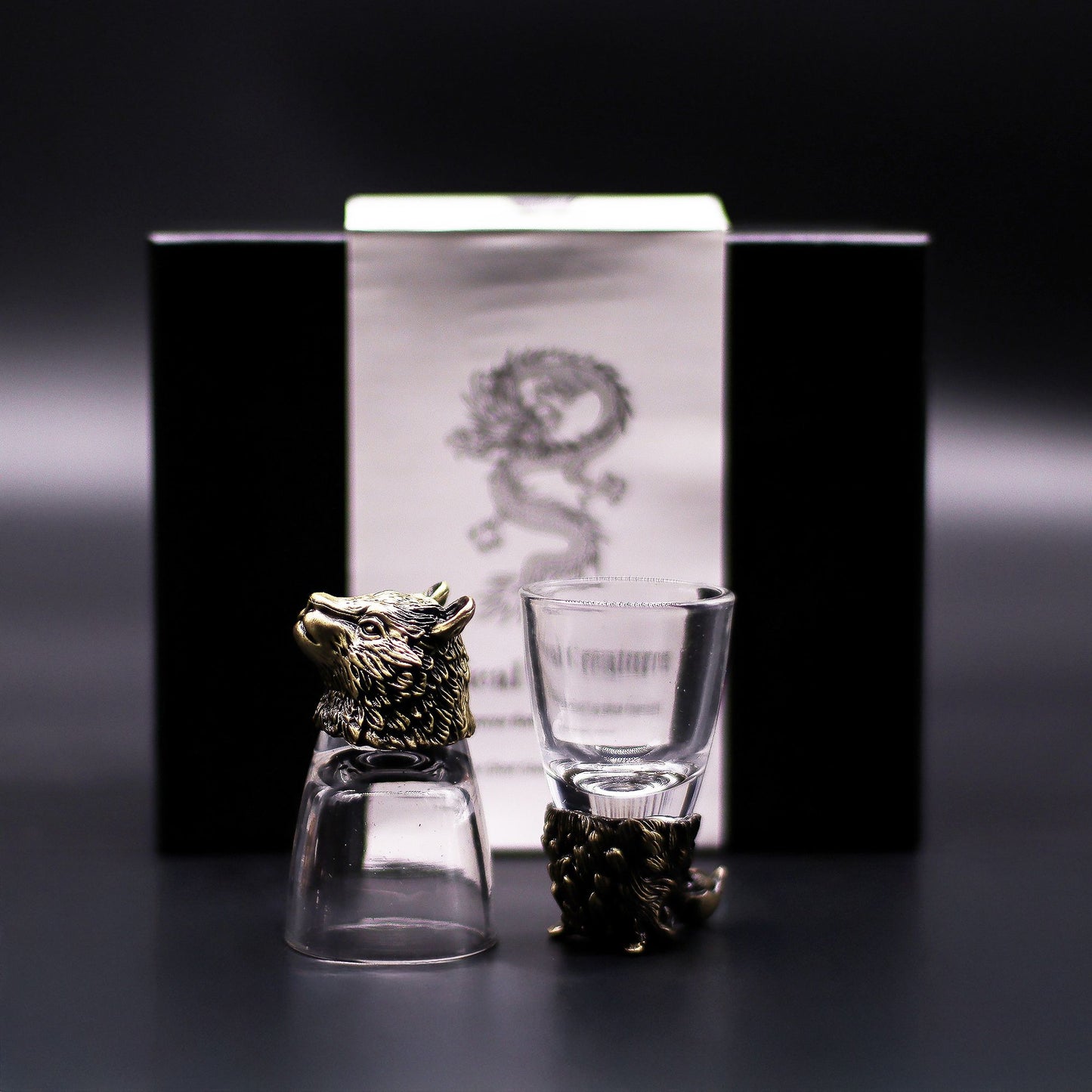 Wild Forest Creatures Bottom Up Shot Glasses – 50ml x Set of 6 | Antique Bronze