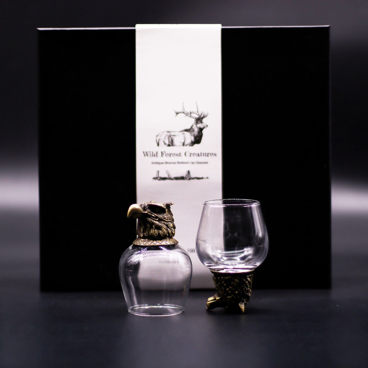 Wild Forest Creatures Bottom Up Glasses – 100ml x Set of 6 | Antique Bronze