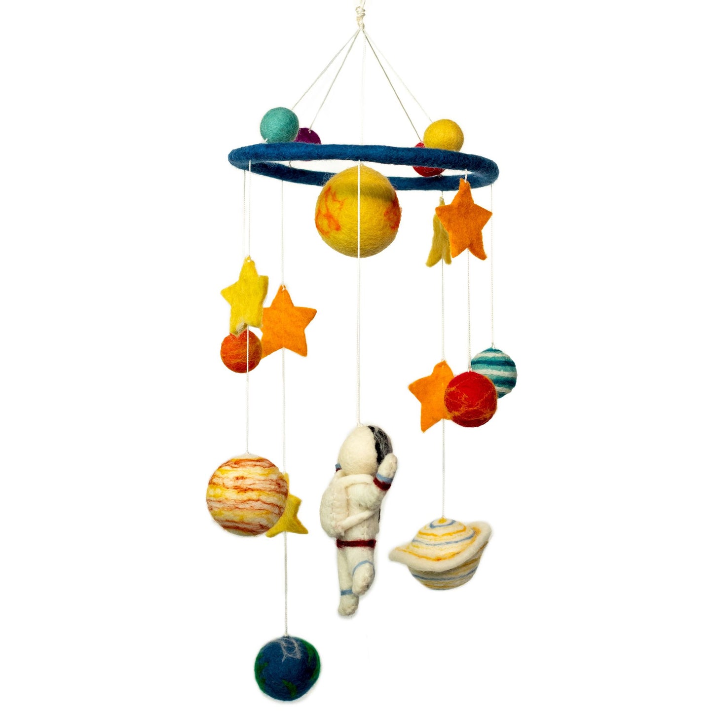 Handmade Felt Mobile – Astronaut & Planets | Sustainable Sourced Materials