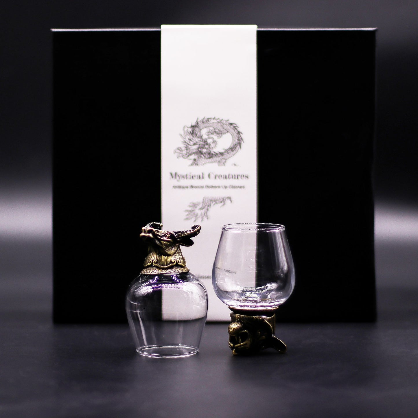 Mystical Creatures Bottom Up Glasses – 100ml x Set of 6 | Antique Bronze