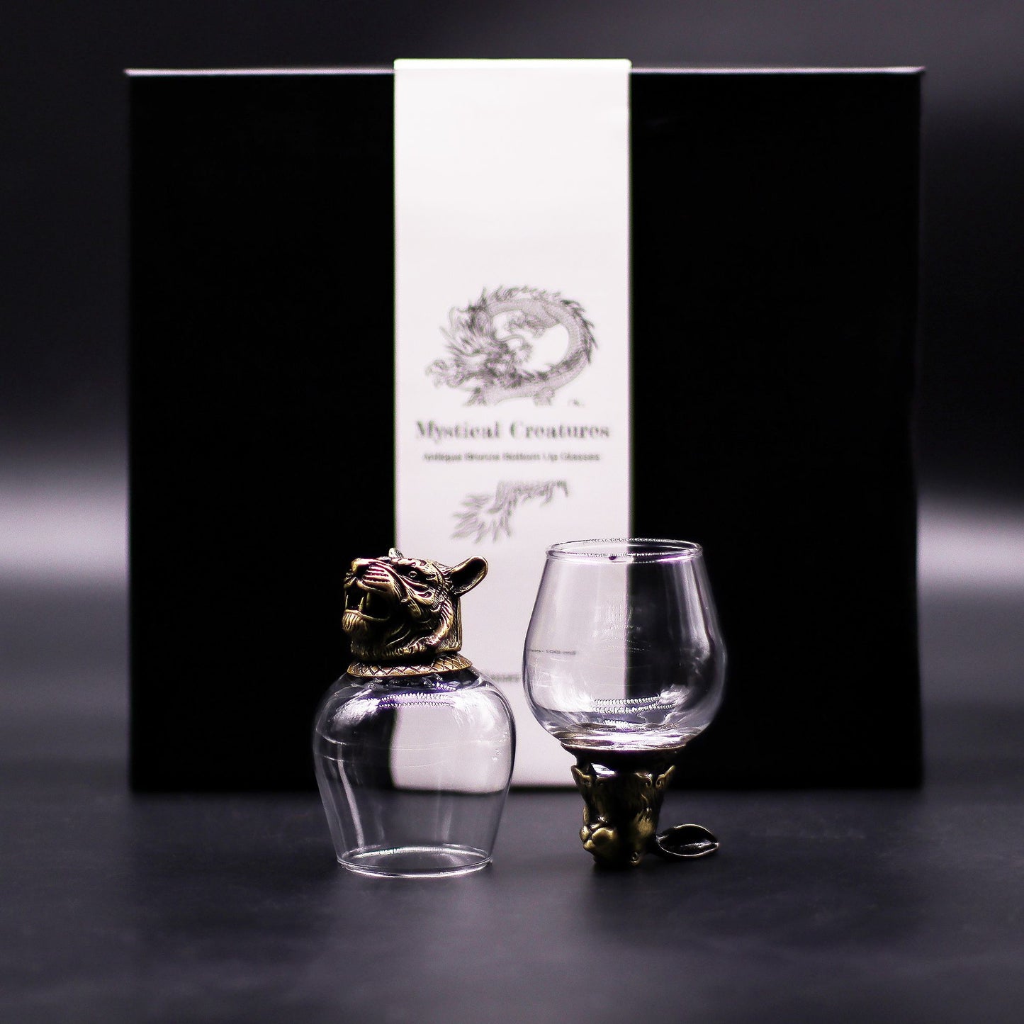 Mystical Creatures Bottom Up Glasses – 100ml x Set of 6 | Antique Bronze