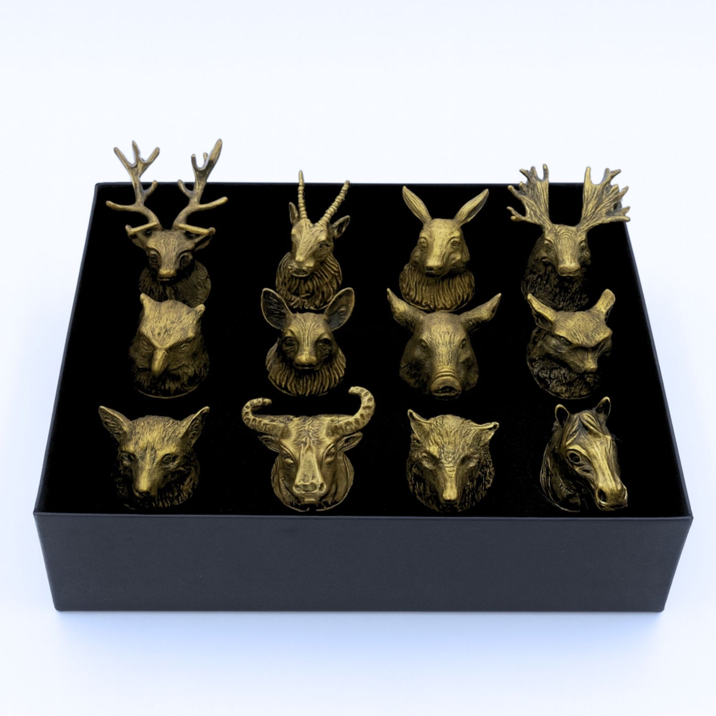Forest Creatures Bottom Up Shot Glasses – 25ml x Set of 12 | Antique Bronze