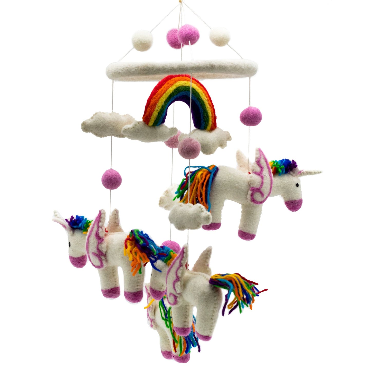 Handmade Felt Mobile – Rainbow Unicorns | Sustainable Sourced Materials