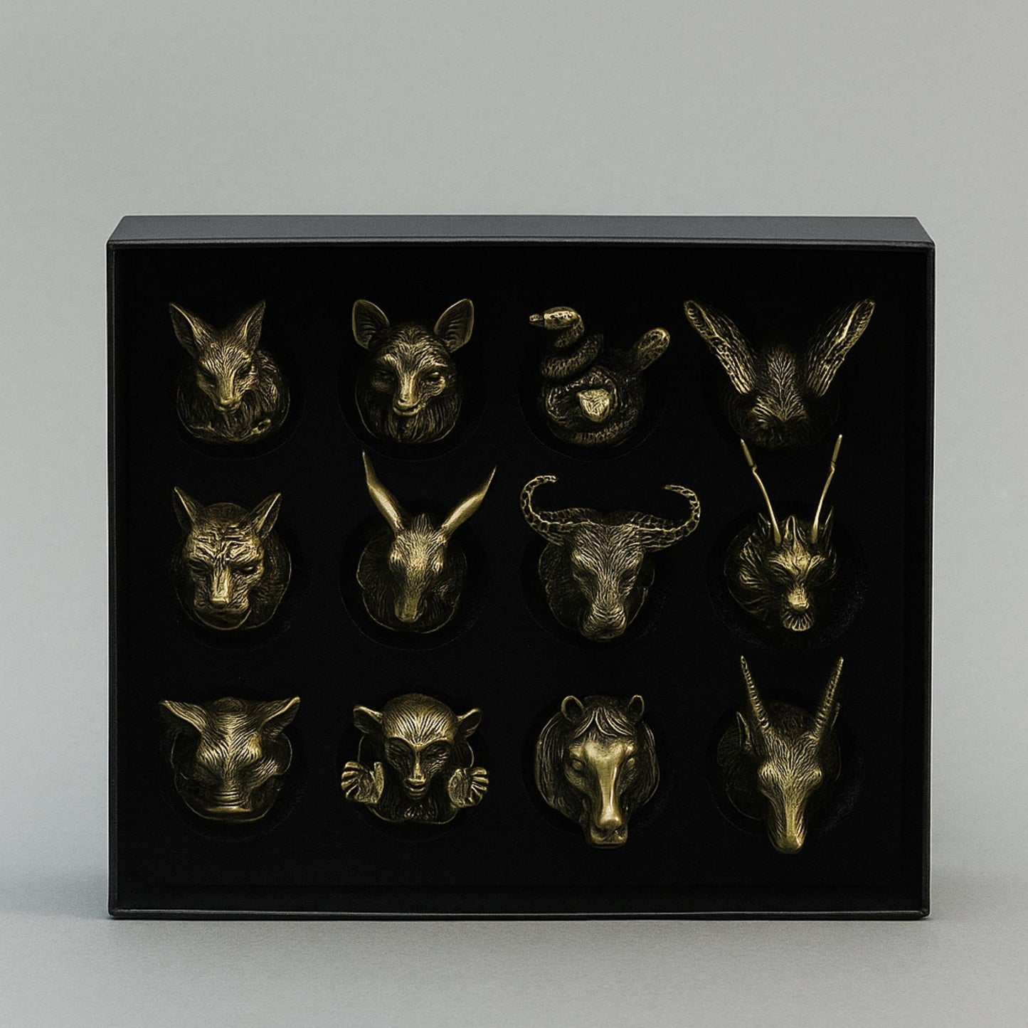 Chinese Zodiacs Bottom Up Shot Glasses – 25ml x Set of 12 | Antique Bronze