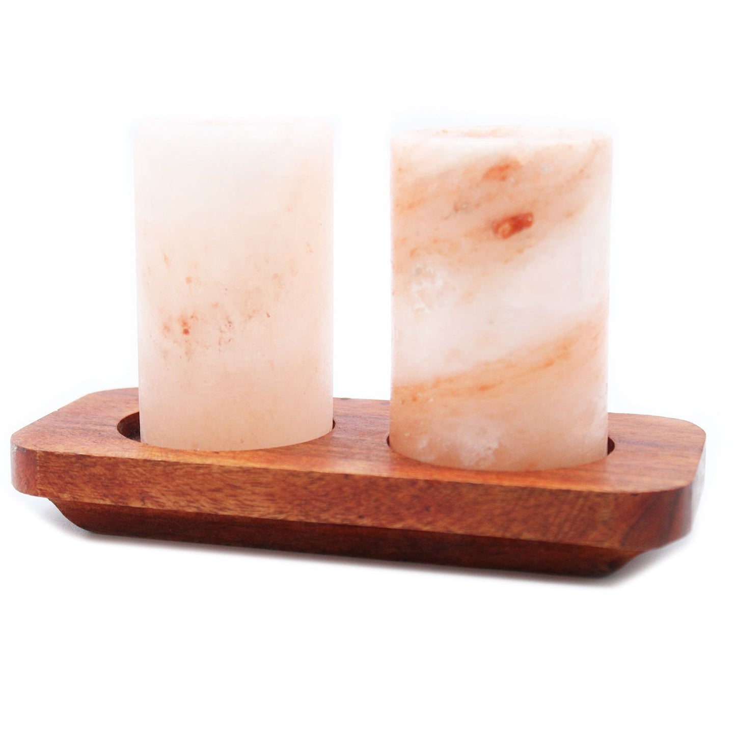 Himalayan Salt Shot Glasses – Set of 2 | With Wooden Serving Stand