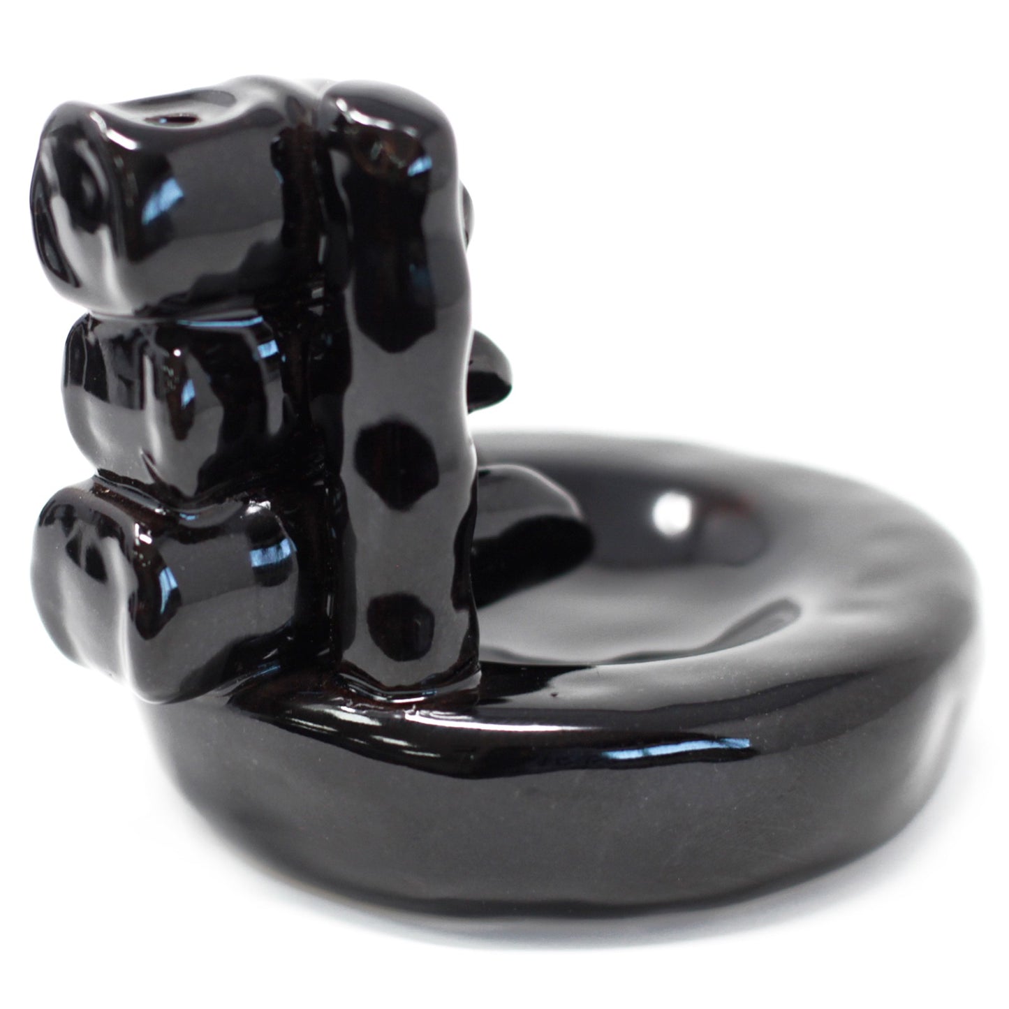 Black Ceramic Backflow Incense Burner – Bamboo & Pool | Hand-Painted Zen Waterfall