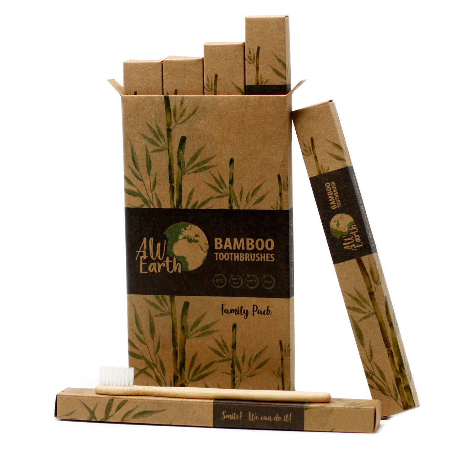Family-Pack White Bamboo Toothbrush – Medium Soft | Eco-Friendly & Antibacterial