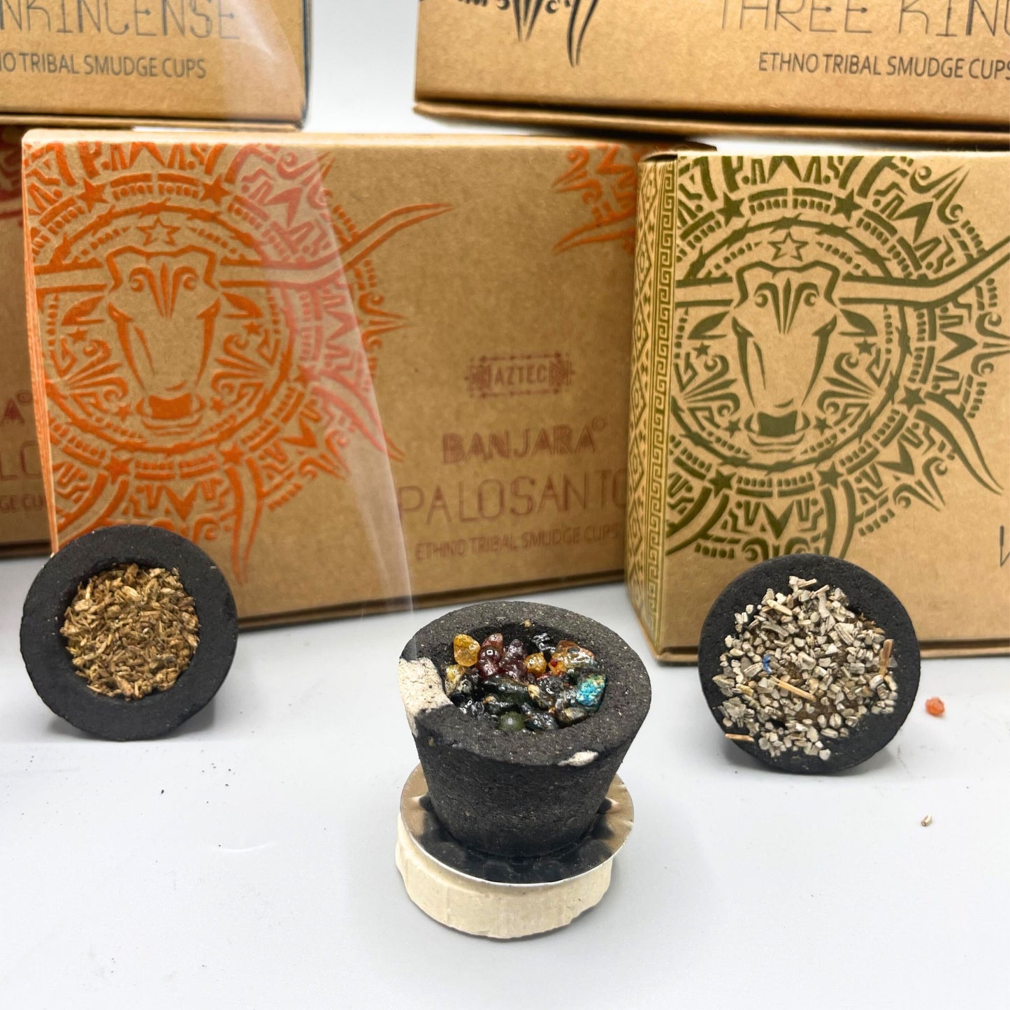 Banjara Ethno Tribal Smudge Cups – Dragon's Blood 6-Pack | Cleansing, Spiritual Ritual & Meditation