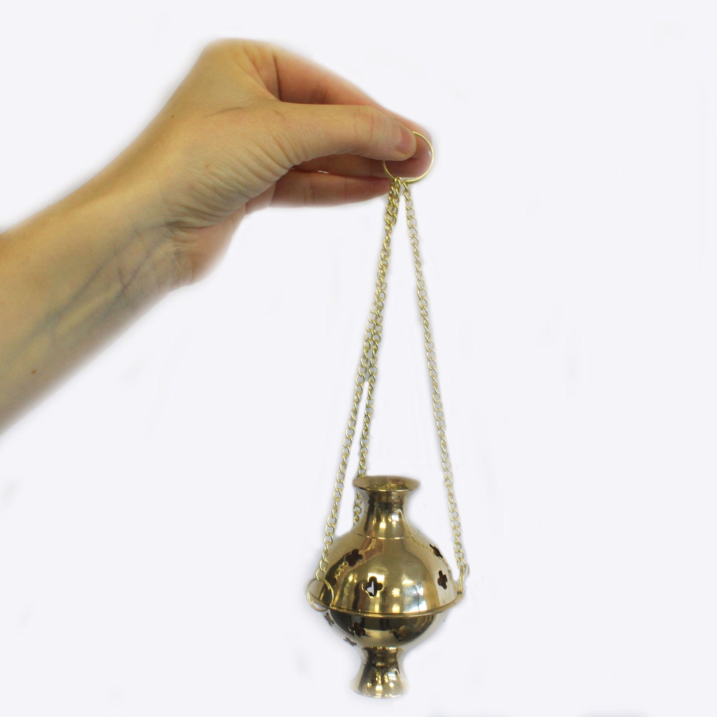 Traditional Brass Hanging Incense Burner – Thurible | Handcrafted Solid Brass with Chain