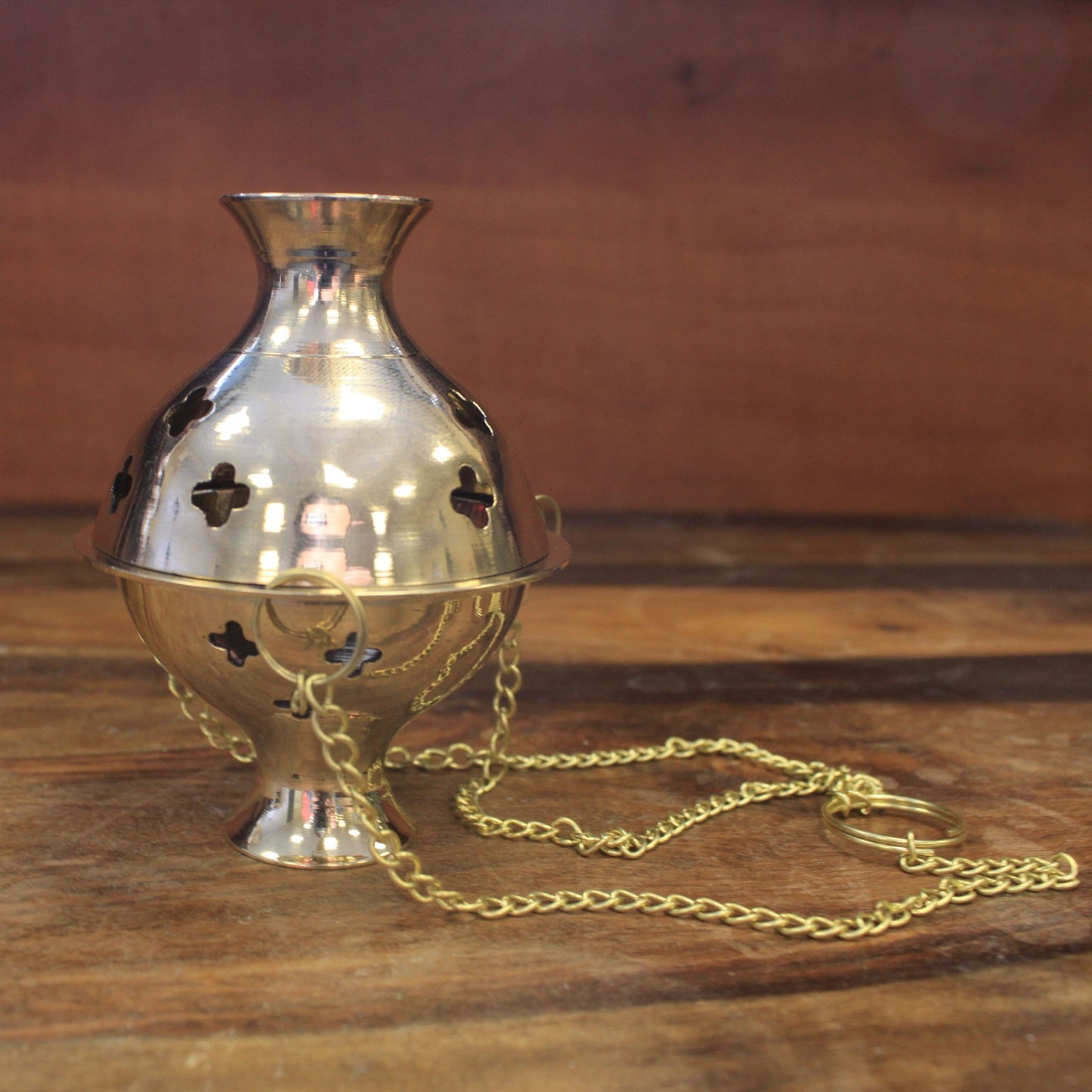 Traditional Brass Hanging Incense Burner – Thurible | Handcrafted Solid Brass with Chain