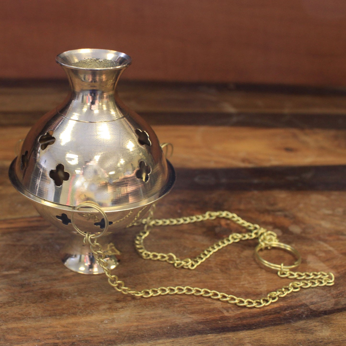 Traditional Brass Hanging Incense Burner – Thurible | Handcrafted Solid Brass with Chain