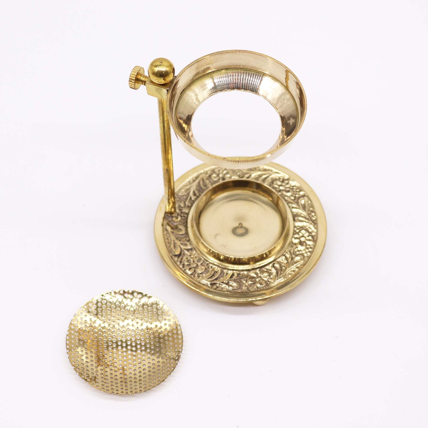 Brass Resin Incense Warmer – Adjustable Height | Handcrafted Burner for Smoke Cleansing Rituals