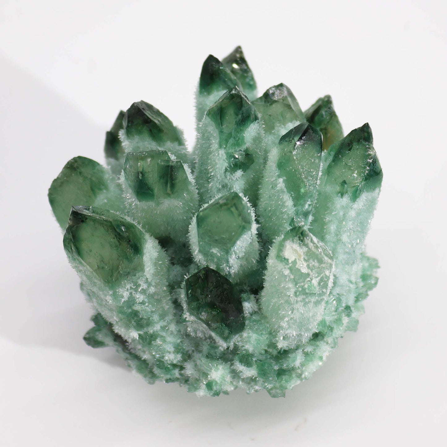 Crafted Quartz Cluster – Green Ghost | Artisan-Cut Crystal Decor