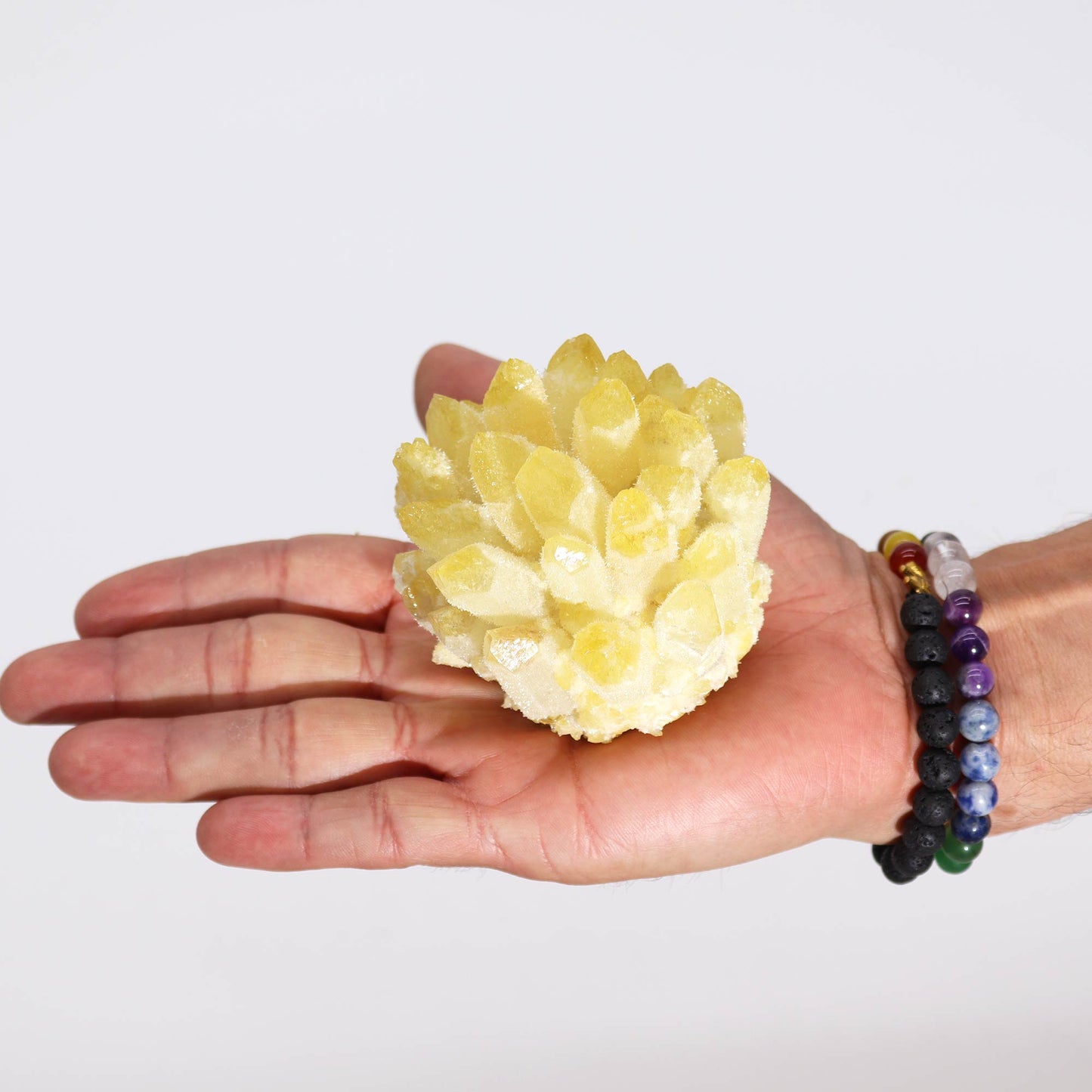 Crafted Quartz Cluster – Yellow Ghost | Artisan-Cut Crystal Decor