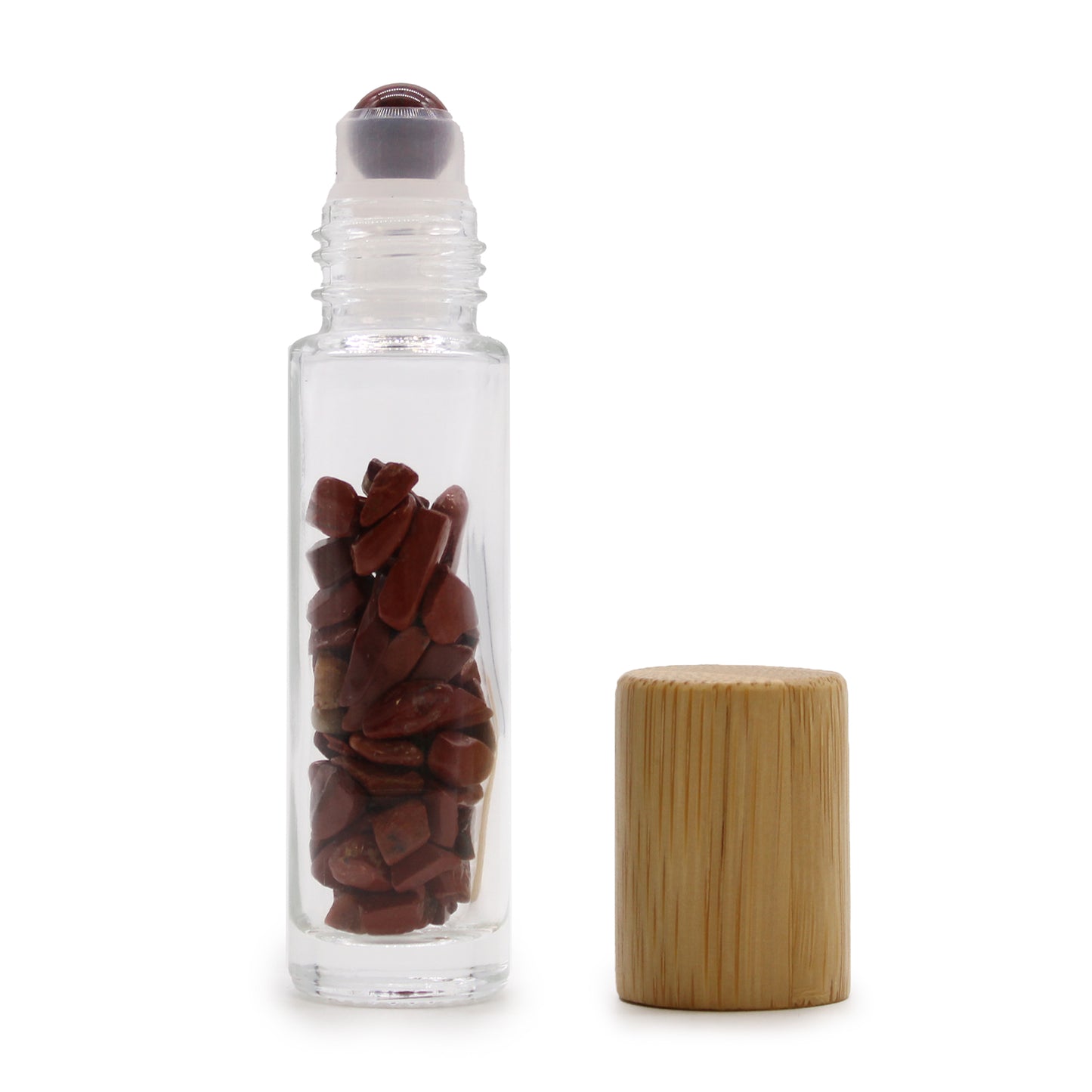 Gemstone Roller Bottle – Red Jasper | Wooden Cap