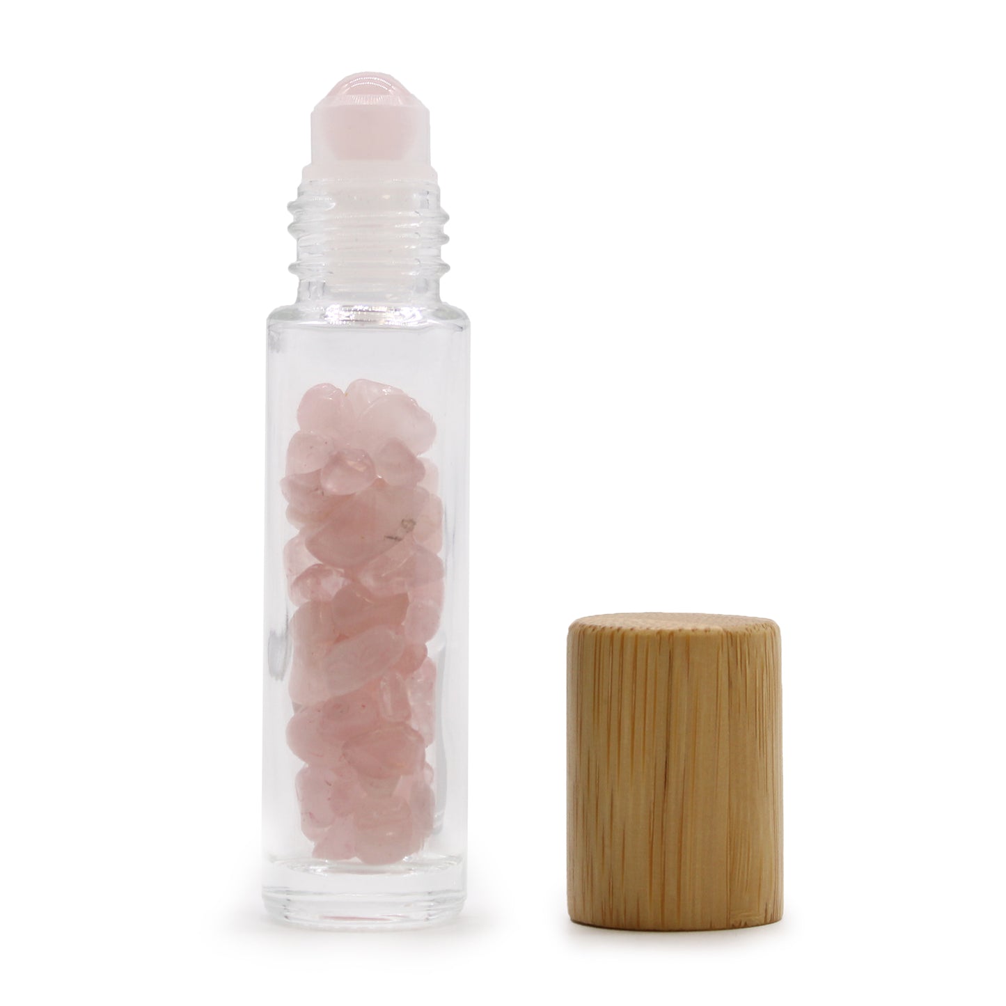 Gemstone Roller Bottle – Rose Quartz | Wooden Cap