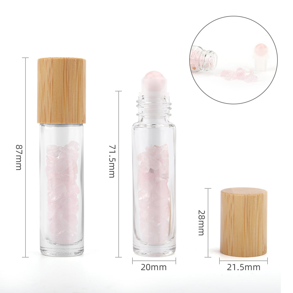 Gemstone Roller Bottle – Rose Quartz | Wooden Cap