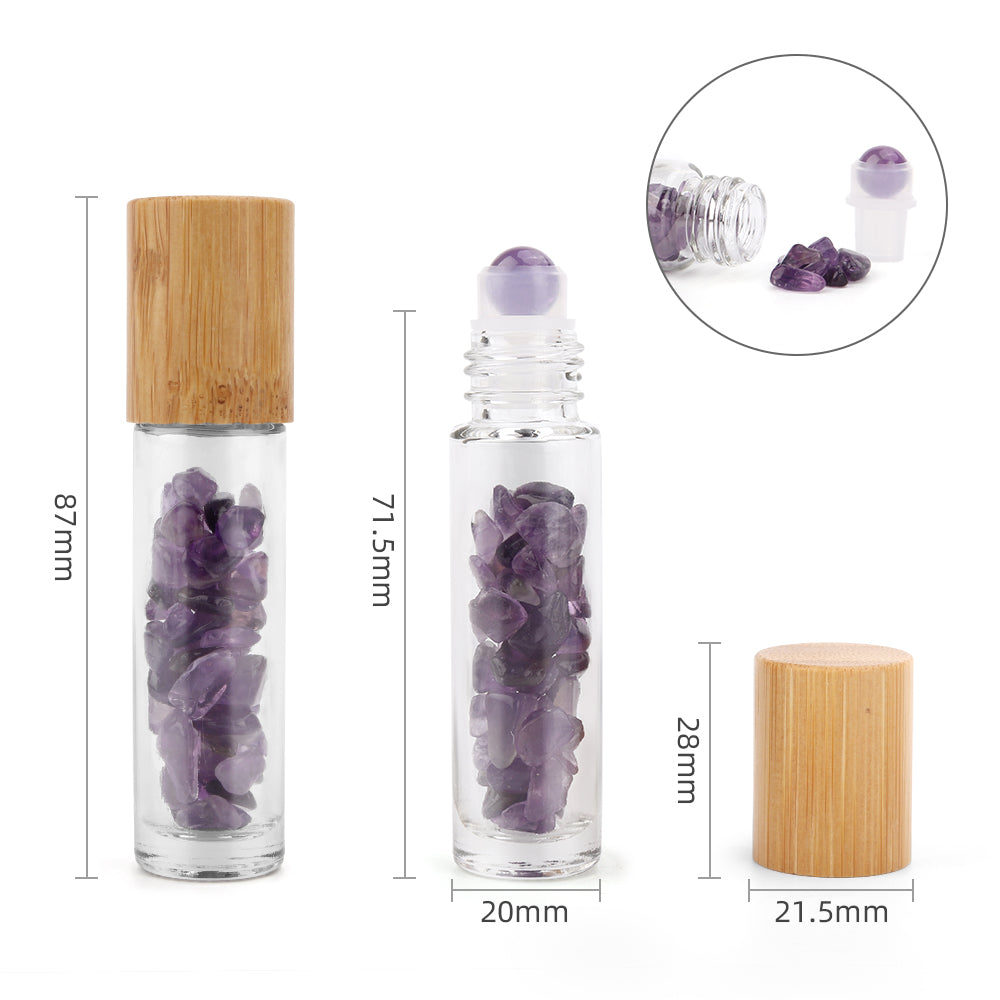 Gemstone Roller Bottle – Amethyst | Wooden Cap
